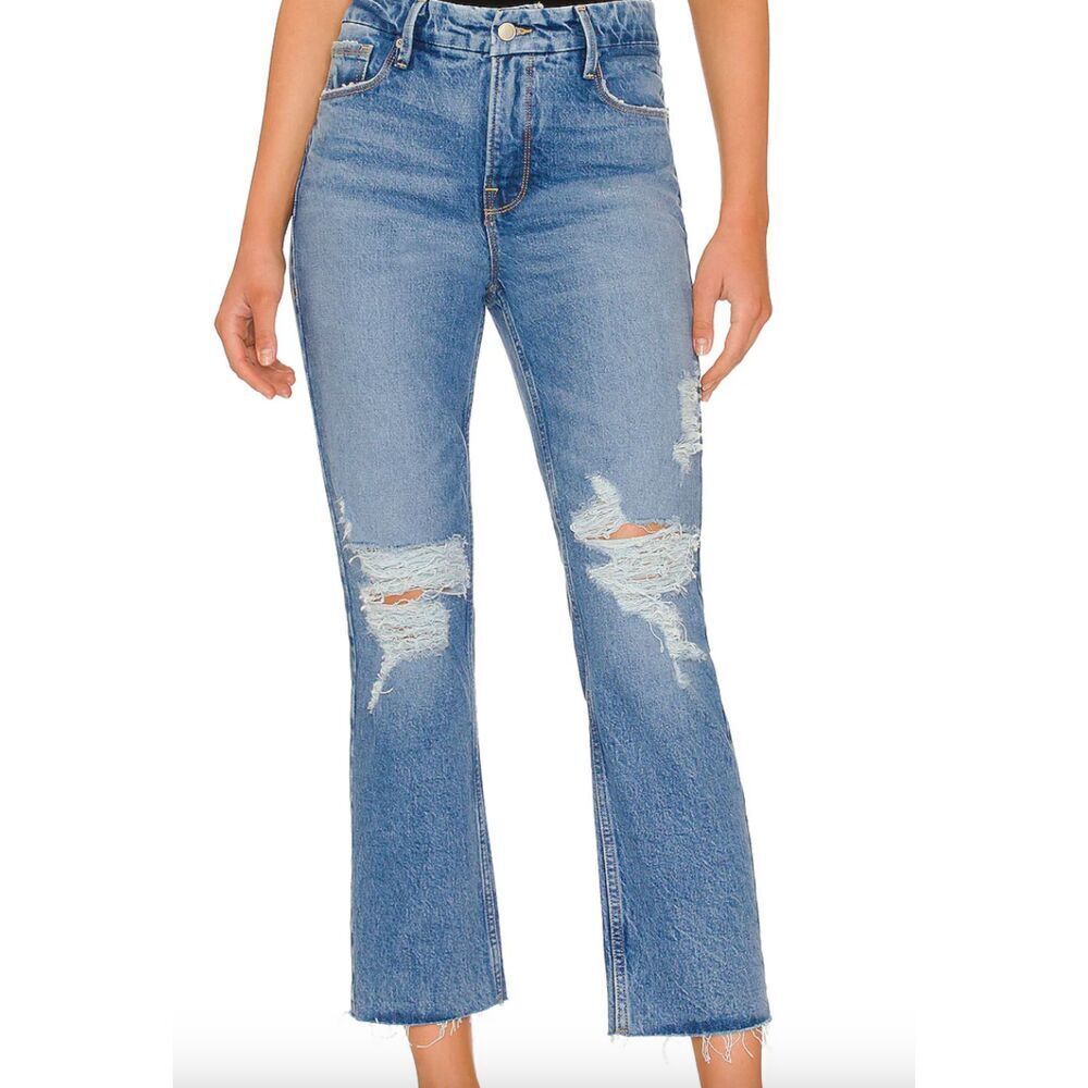 Good American Good Icon Crop With Festival Rips NWT